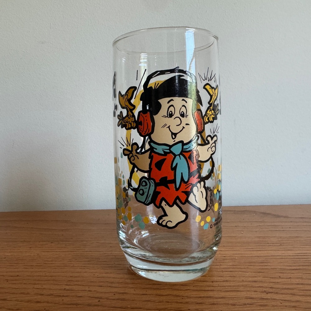 Vintage 1986 Pizza Hut The Flintstone Kids Freddy Glass Hanna-Barbera Promo